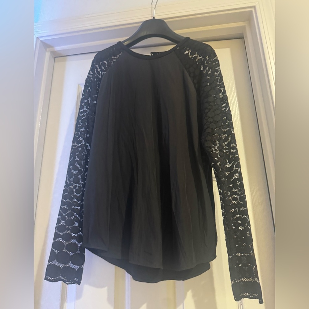 Lola and Sophie Black Lace Sleeve Top